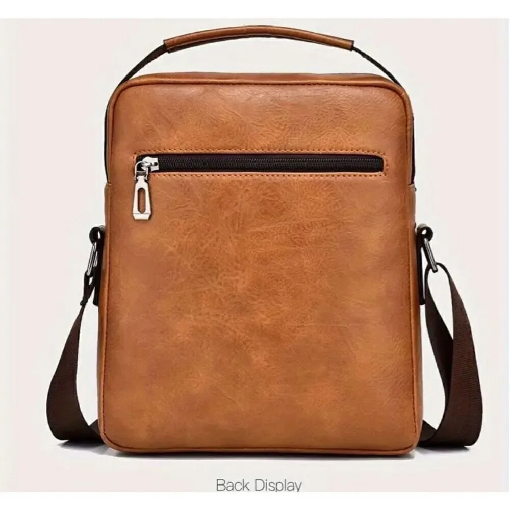 NWT CLASSIC Vintage Tan Camel Shoulder Spacious Multi-Pocket Office Travel Bag